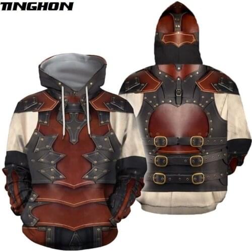 XS-7XL Viking Tattoo armor 3D Printed Men hoodies Fashion Hooded Sweatshirt Cosplay costume Unisex hoodie sudadera hombre