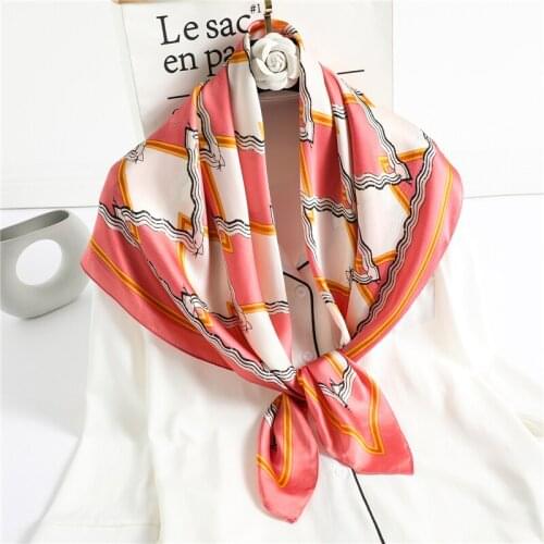 New Plaid Scarf Silk Square Foulard Neck Wraps Print Spring Summer Female Hijab Women Bandana Scarves Neckerchief 2021