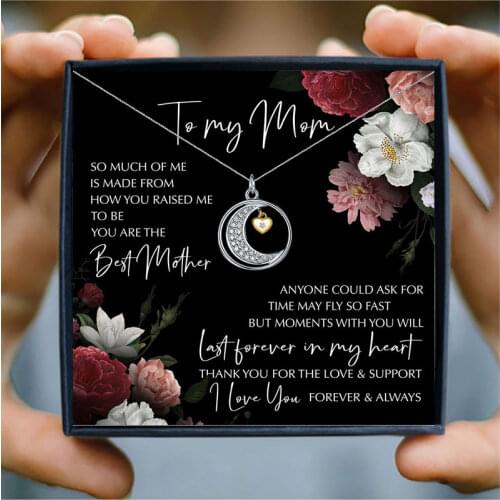 Moon Necklace Women Mothers Day Gift "i love you to the moon and back" Heart Necklaces for My Mom Birthday Jewelry