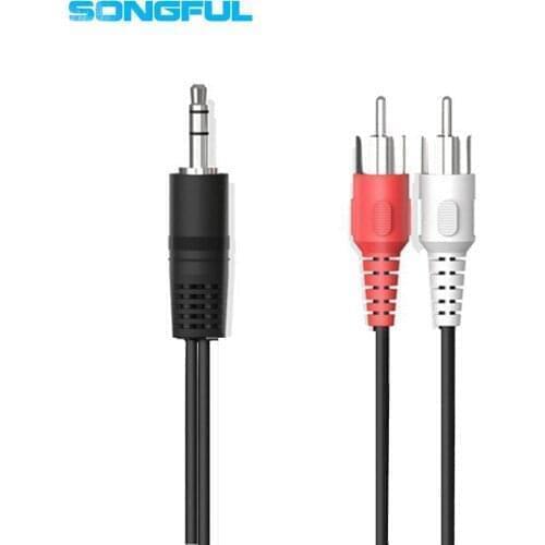 1m Audio Cable 3.5mm TRS Jack to 2 RCA Connector Male to Male AUX Stereo Audio Conversion Cable Splitter for Amplifier Phone Car
