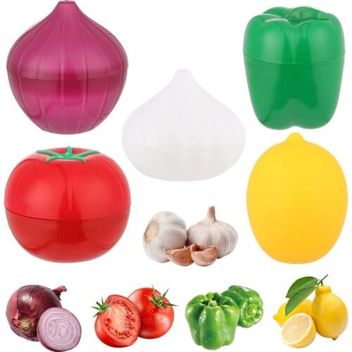 1pc Fresh-Keeping Vegetable Shape Food Storage Box Set Plastic Kitchen Containers For Lemon Onion Fruits Garlic Potato Boxs