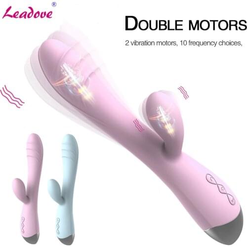 10 Speeds USB Charge Double Motor G Spot Rabbit Vibrator Waterproof Clitoris Stimulator Vagina Massager Sex Toys for Women