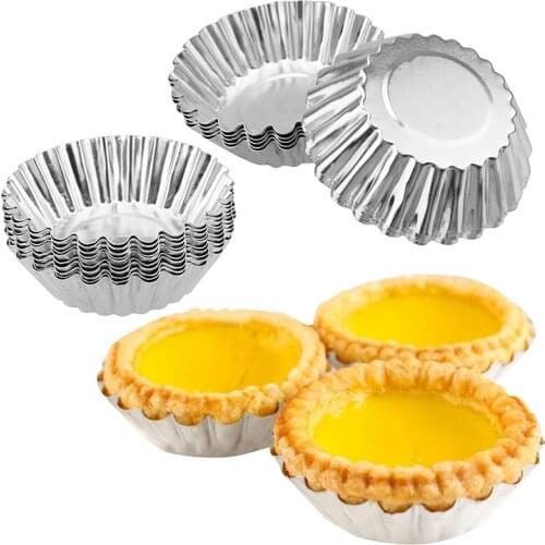 100pcs Perfect Home Egg Tart Molds with Thickness Aluminium Alloy Cake Molds Egg Tart Molds