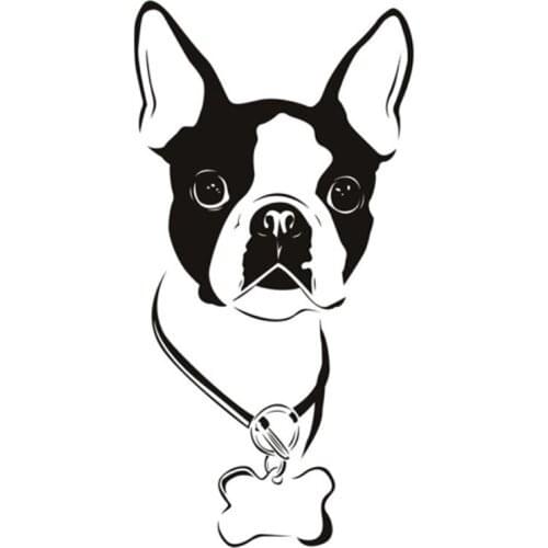 7.7CM*15CM Dog Terrier Collar Sticker Pet Animals Car Decal Canine Decor Black/Silver C10-00247