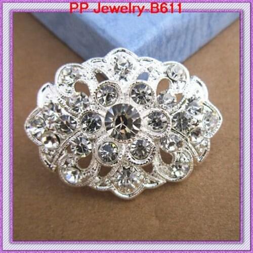 Free Shipping Silver Tone Small Flower Crystal Rhinestone Brooch Pins/Wedding Jewelry