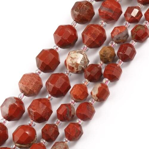 Natural Red Jaspers Stone Faceted Sharp Loose DIY Beads for Jewelry Making Birthday Gift Bracelets 15'' Strand