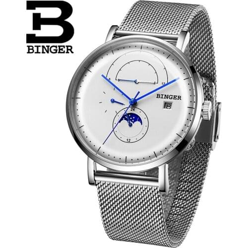 Switzerland BINGER Mechanical Watch Men Brand Luxury Mens Automatic Watches Sapphire Wrist Watch Male Waterproof Reloj Hombre