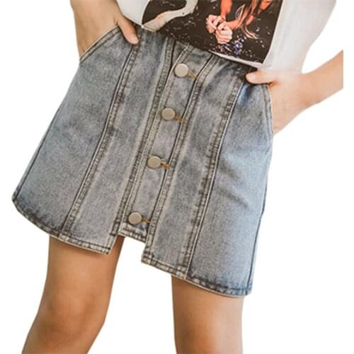 Girl Skirts Baby Girl Clothes 2020 New Casual Children Denim Skirt Kids Pockets Button Jeans Skirt For 3-15Years Girls GS58