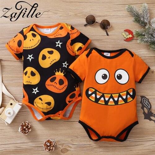 ZAFILLE Pumpkin Grimace Baby Rompers Halloween Costume For Babies Party Holiday Bodysuit For Newborns Baby Clothes