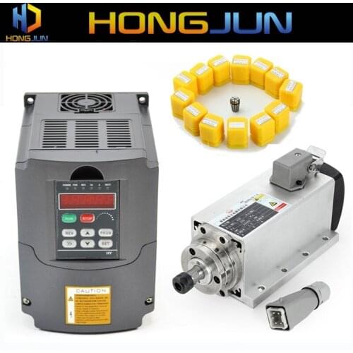 1.5kw air cooled spindle motor cnc spindle motor + 1.5KW inverter + 1set er16 Square milling machine spindle