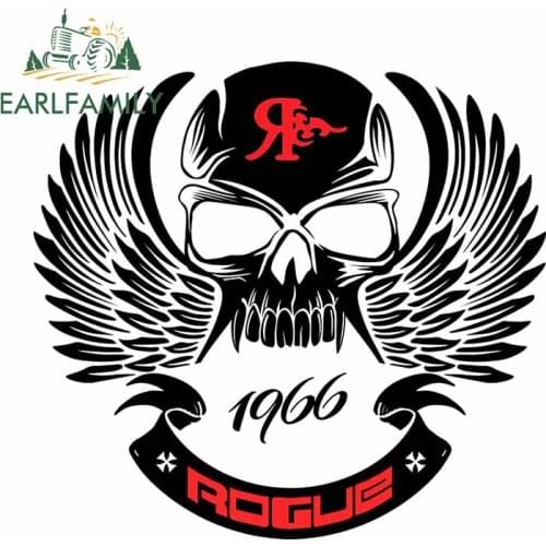 EARLFAMILY 13cm x 12.4cm for ROGUE MOTORCYCLE CLUB Skull Cool Car Stickers and Decals Motorcycle Trunk JDM ATV Car Assessoires