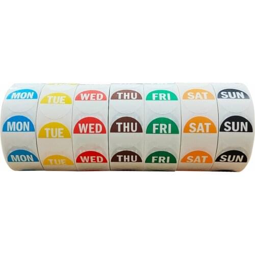 Item Date Use Food Safety Stickers 24mm Dissolvable Food Day of the Week Rotation Labels, 1000 /roll