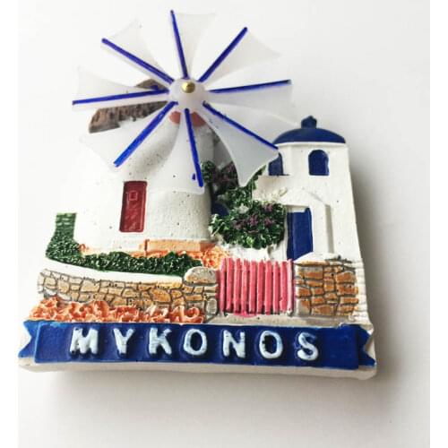 Greece Mykonos Fridge Magnets Windmill House Tourist Souvenir 3d Resin Magnetic Stickers Refrigerator Stickers Home Decor Gifts