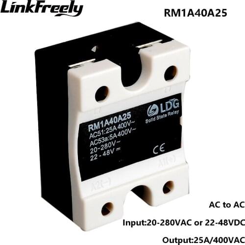 RM1A40A25 25A LED Opto Isolator AC AC Solid State Relay,Output:42-440VAC Input: 20-280VAC/22-48V DC,SMD SSR Relay Board Switch