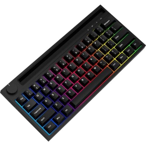 61 Keys Wired Bluetooth Dual Mode Mechanical Keyboard 60% RGB Backlit Keyboard For IPAD Laptop Notebook - Black ( Blue Switch)