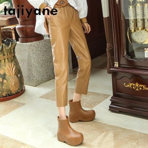 Korean Woman Fashion Pants Real Sheepskin Leather Pants Female Black Trousers Women 2021 Pantalon Pour Femme Pph4516