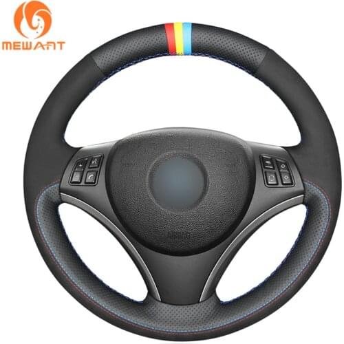 MEWANT Comfortable Durable Soft Black Suede Anti-slip Car Steering Wheel Cover for BMW E90 E91 E92 E93 X1 E84 E87 E81 E82 E88