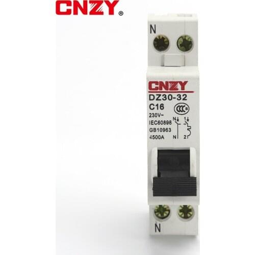 16A DZ30-32 DPN 1P+N Mini Circuit Breaker MCB Din Rail Mounting Cutout Miniature Household Air Switch OEM Circuit Protector