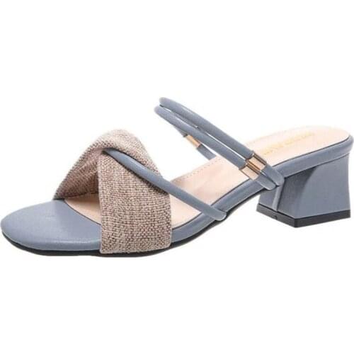 Fashion Women Slippers Fish Mouth Mid Heel Sandals Lippers Woman Flip Flops High Heels Ladies Slippers Womens Sandals