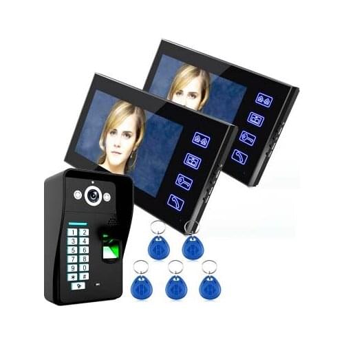 MOUNTAINONE security product Luxury 7"video door phone w/t 1000TVLine HD IR camera , Password ,Fingerprint and ID card unlock