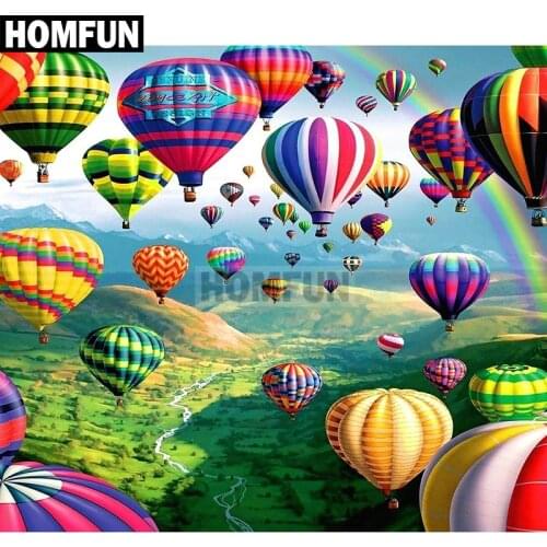 HOMFUN Full Square/Round Drill 5D DIY Diamond Painting "hot air balloon" Embroidery Cross Stitch 5D Home Decor Gift A02315