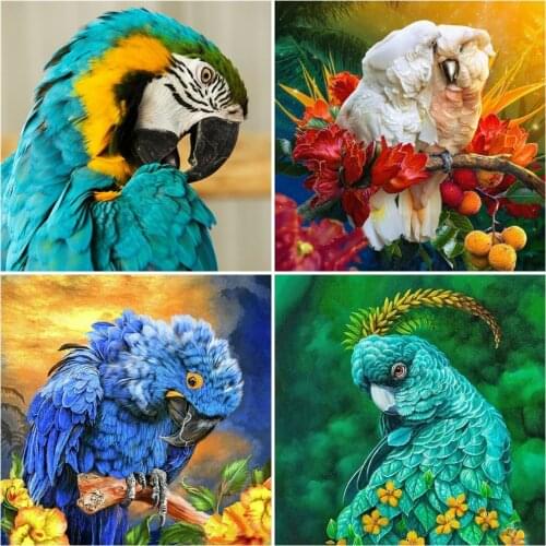AZQSD Diamond Art Painting Parrot Bird Cross Stitch Kits Rhinestones Diamond Embroidery Animal Mosaic Handicraft Home Decor
