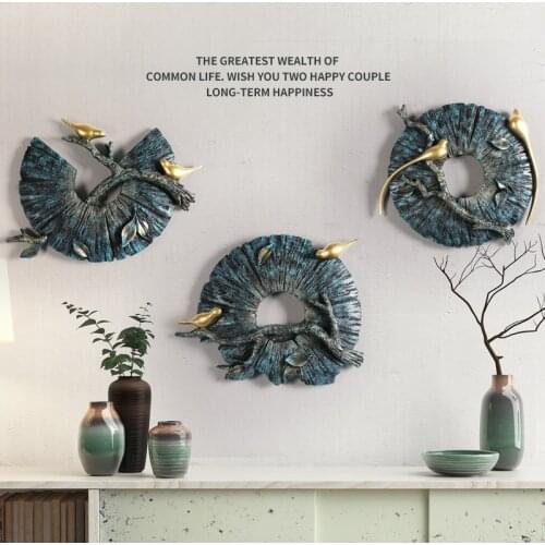 American Style 3D Stereo Resin Round Shape Animal Birds Crafts Wall Decoration Wall Creative Chinese Corridor Mural Ornaments