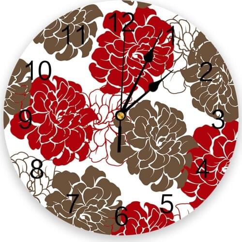 Peony Flower Plant 3D Wall Clock Modern Design Brief Living Room Decoration Kitchen Clock Art Wall Watch Home Decor