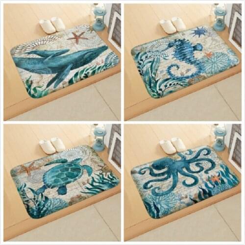 New Retro Ocean Kitchen Floor Mat Home Decor Door Mats for Living Room Anti-Slip Flannel Bath Mats Outdoor 40*60cm/50*80cm