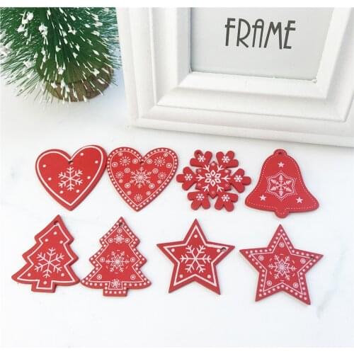 New Year Natural Wood Christmas Tree Ornament DIY Wooden Hanging Pendants Snow Elk Christmas Decora Adornos De Navidad