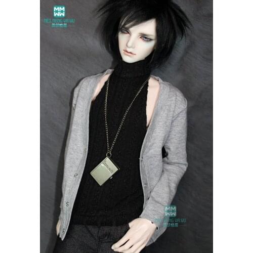 BJD doll clothes fits BJD uncle fashion casual knit cardigan + plaid shirt T-shirt