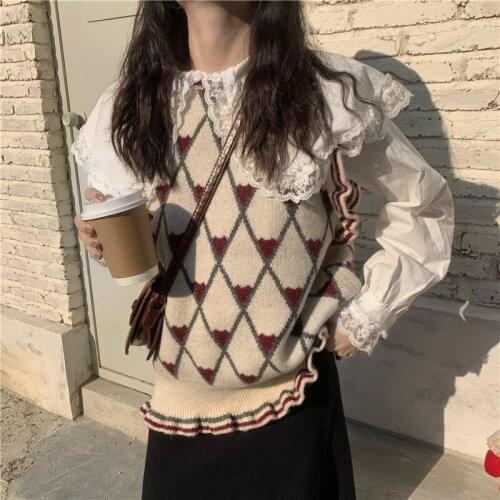 Autumn/winter fungus sleeveless sweater loose pullover sweater vest top
