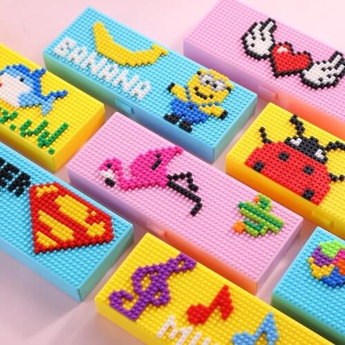 Block puzzle pencil case Cartoon cute stationery box DIY pen case Intellectual Children pen box Handmade pen bag stationery gift