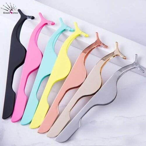 Eyelash Tweezers Bulk Mink Eyelashes Makeup Tools Tweezers Bulk Beauty Auxiliary Clamp Clips Colored Metal Lashes Tweezers