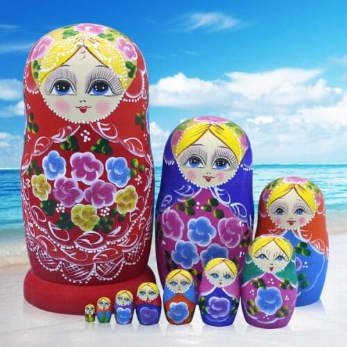 10pcs/ Set Russian Matryoshka Doll Russian Nesting Dolls Baby Toy Girl Doll Kid Gift Home Decoration