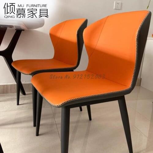 Nordic light luxury dining chair home modern minimalist wrought iron chair backrest net red restaurant casual makeup fashion cha