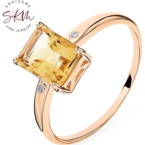 SKM AAA rings for women 14k rose gold Gemstone rings Engagement wedding rings designer Promise Luxury Fine Jewelry