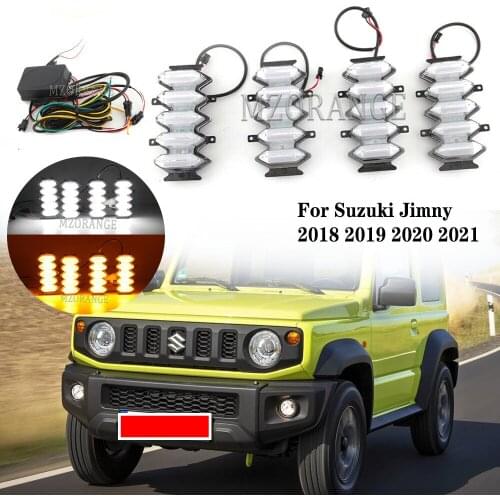 Front Grille LED DRL headlight For Suzuki Jimny 2018 2019 2020 2021 front bumper lights turn signal lamps Daytime Running Light