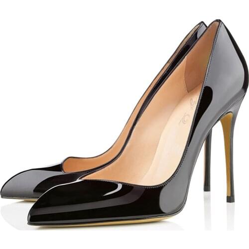 Women Pumps Pointed Toe Black Patent Leather Single Shoes Womens Commuting Ol Office Thin Heel High Heels Shoes Woman Mature