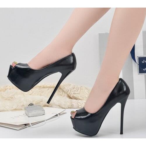 High Heels Platform Leather Shoes Women Stiletto Heels Sexy Pump Elegant Dress Women for Wedding Party Ladies Peeptoe Heels