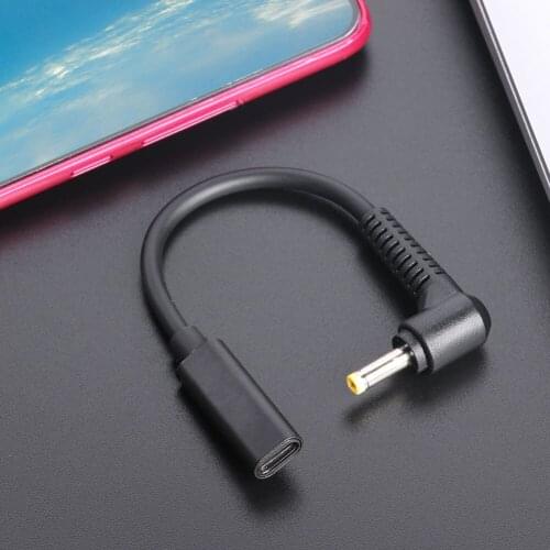 Extension Converter Adapter Coupler PD USB C Female to 90 Right Angle DC Connector Power Adapter Cable for Notebook