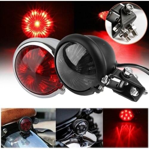 Motorcycles Vintage LED Brake Light Brass Retro LED Rear Small Round Tail Stop Brake Lights Tail Lamp Signal Light for Harley