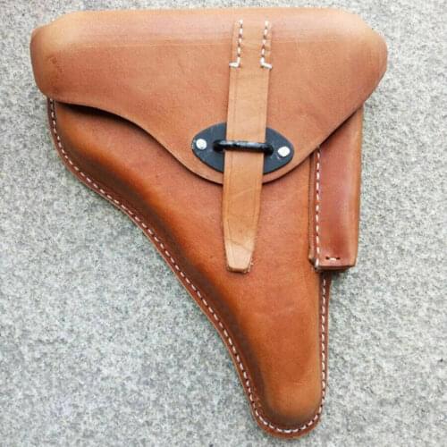 WWII WW2 GERMAN LEATHER WALTER P38 HARDSHELL HOLSTER BROWN MILITARY CLASSICAL REPRO World military Store