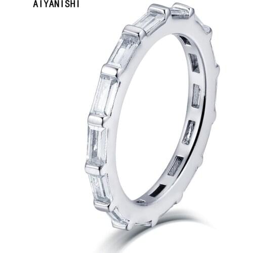 AIYANISHI Handmade Lovers Eternity Band Diamond Ring 925 Sterling Silver Engagement Wedding Rings For Women Jewelry Gifts