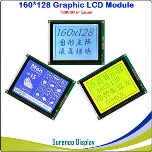 4.7” 160128 160*128 Graphic Matrix LCD Module Display Screen build-in T6963C or RA6963 Controller Yellow Blue with Backlight