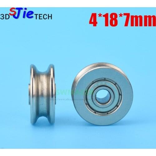 1pcs 4*18*7mm steel wheel, bearing steel, metal groove pulley, 4mm inner diameter, U concave wheel, rust proof, lifting pulley