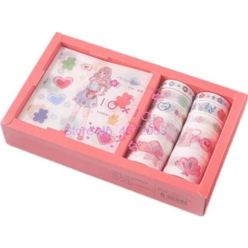 100sets/lot Gift Sticker Washi Tape Set Kawaii Fruit Stickers Scrapbooking Masking Tapes (10pcs tapes+12pcs stickers)/set