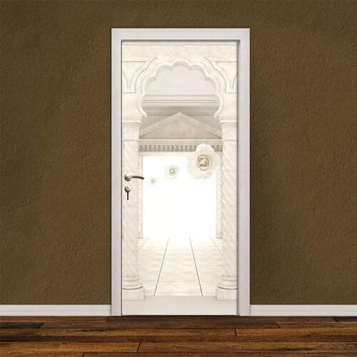 2Pcs/Set 3D Space Roman Column Rose 3D Wall Door Sticker Self-adhesive Waterproof Wallpaper Decals Home Decor Door Wall Sticker