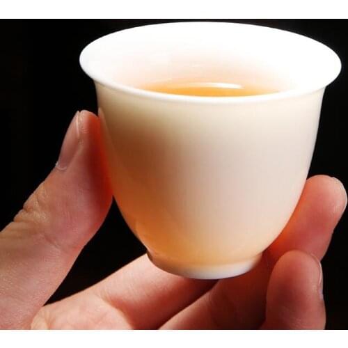 Chinese Suet jade Teacup Ceramic Coffee cup Tea Bowl Handmade Tea set Accessories Travel Portable Personal Single Cup
