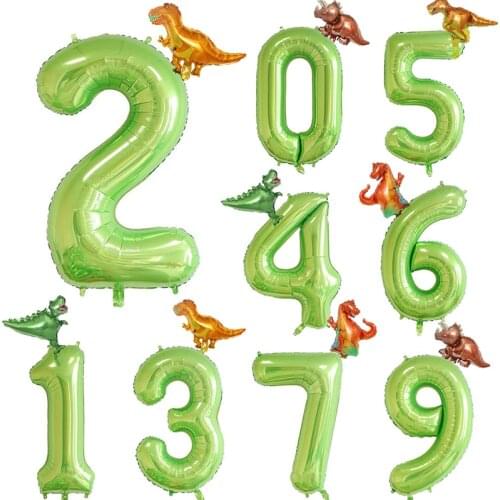 40inch Dinosaur Party Big Number Foil Balloons Jungle Party Jurassic Helium Balloon Birthday Boy Baby Shower Globos Decorations